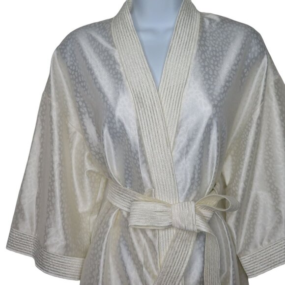 Vintage 70s At Home Wear Dressing Gown Robe M White Full Length Belted Pockets - Picture 6 of 10
